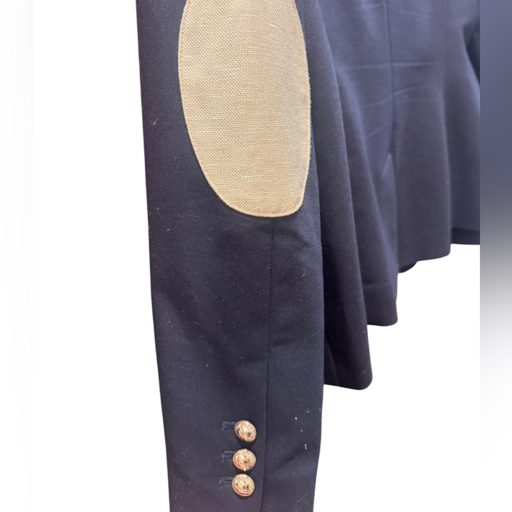 Tommy Hilfiger Navy Blazer with Cream Elbow Patches - Picture 4 of 6